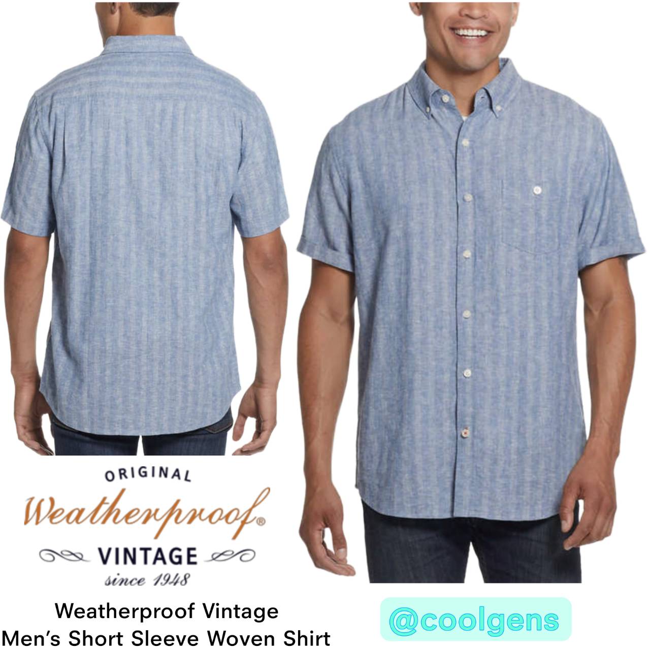 Weatherproof Vintage Mens Short Sleeve Woven Shirt - coolgens