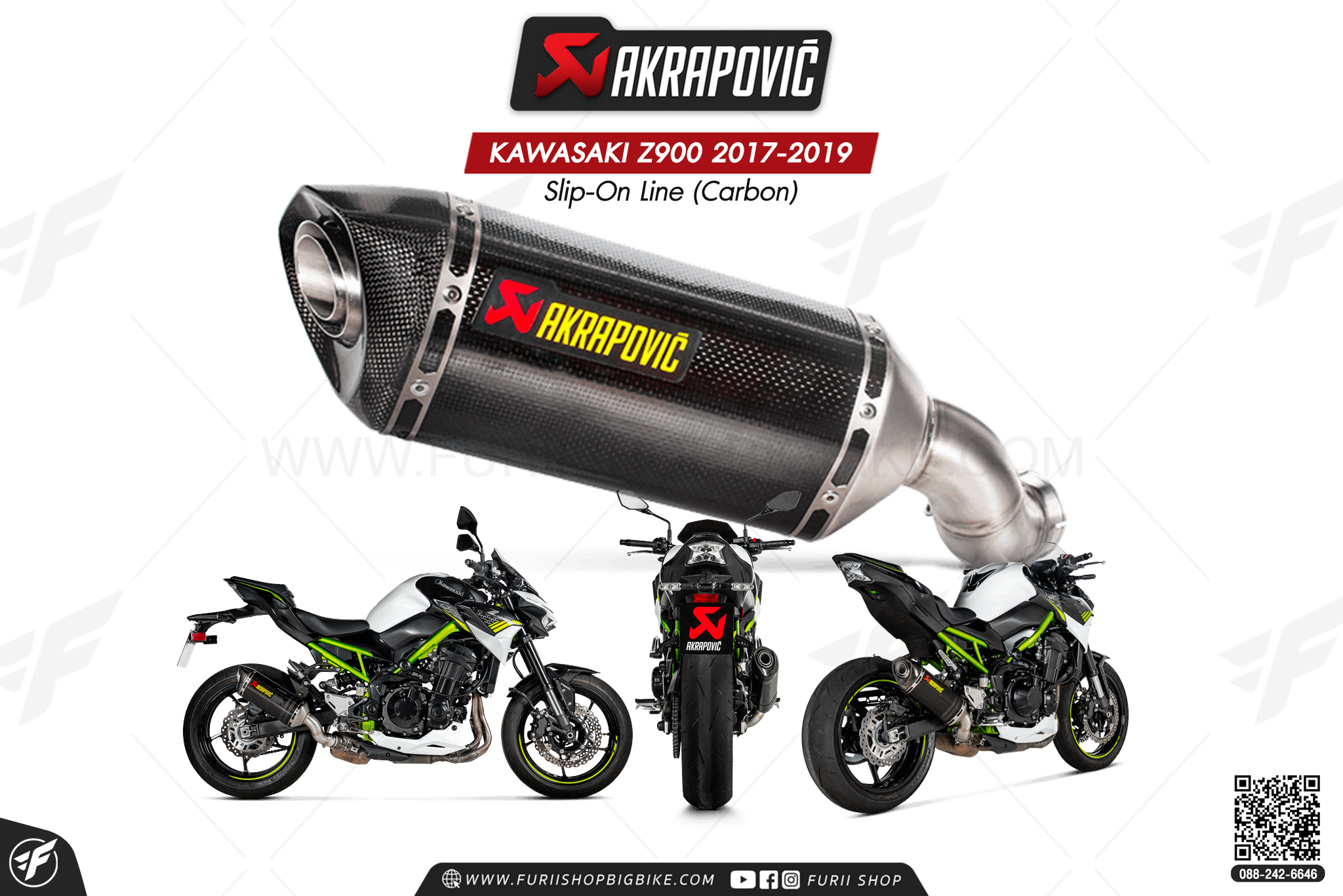 Akrapovic Slip-On Exhaust Kawasaki Z900 2017-2019