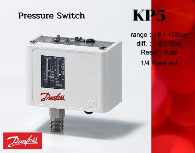 Danfoss Danfoss KP5 High Pressure Control Switch 8-32 bar 060-117166 7081431351841 