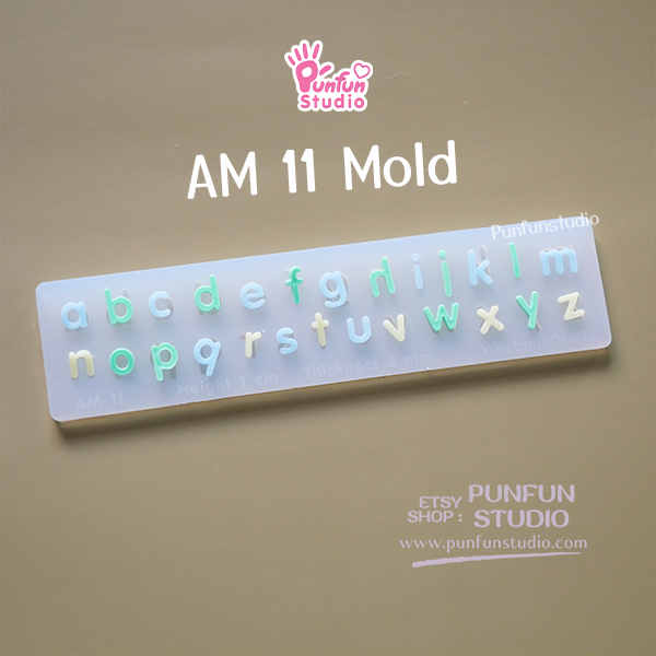 AM 11 Small Letter / UV Resin Mold / Height 0.7-1 cm Thickness 2