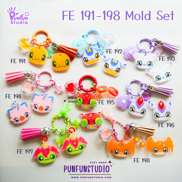 FE 191-198 Digimolds / Face Earring Mold / Silicone Mold / UV Resin Mold -  Punfun Studio Silicone Mold Stamper Resin Supply Craft Accessories