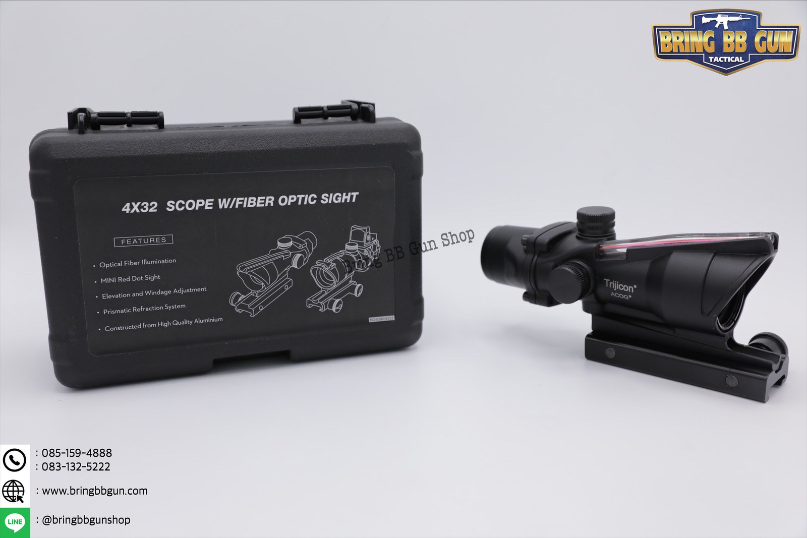 ACOG 4x32 Prismatic rifle scope /Fibre optic dot sight with illuminated recticle 