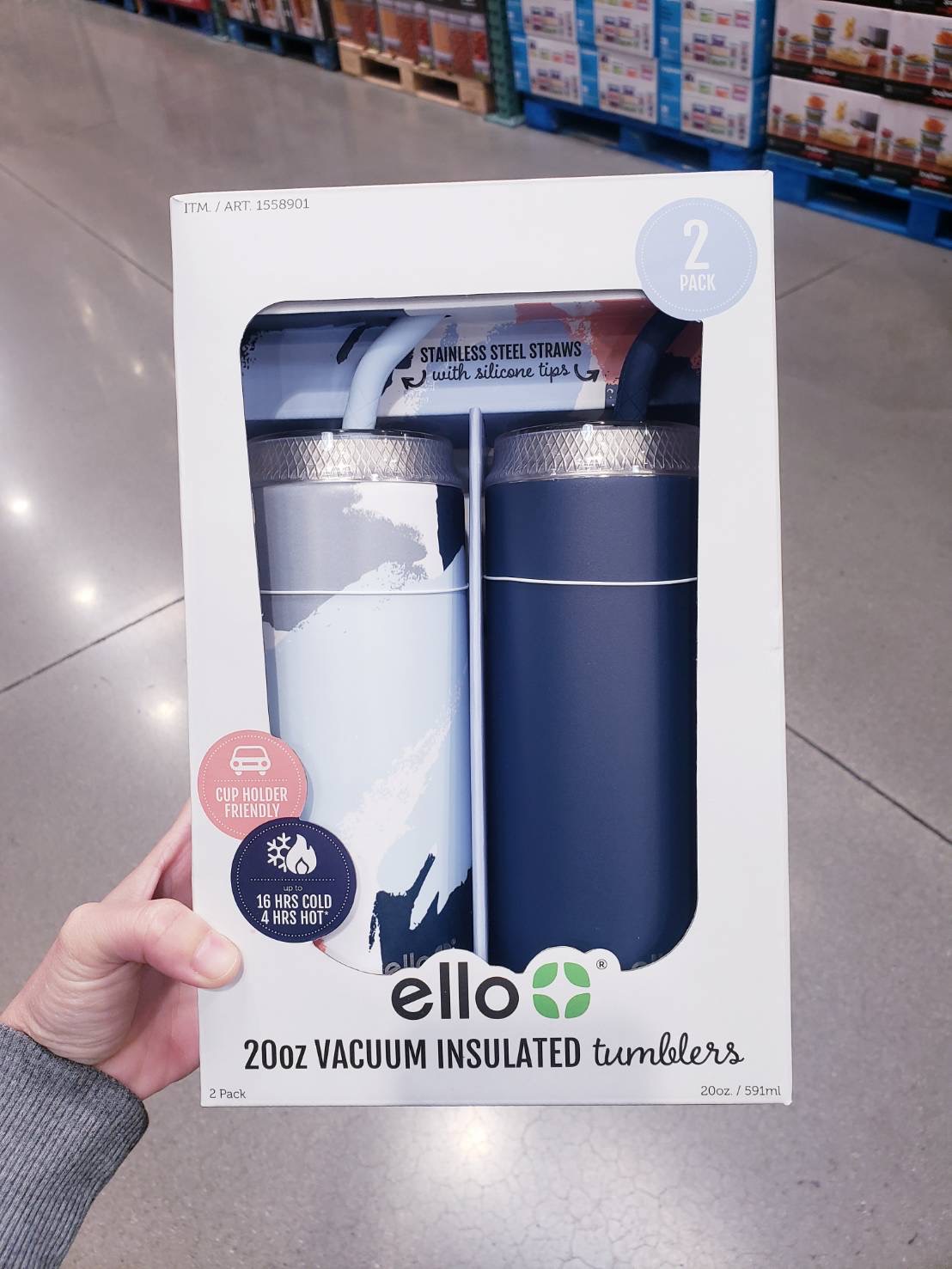 Ello, 2 Pk - Vacuum Insulated Stainless Steel Fizz Tumbler 20 oz